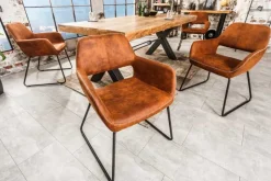 Design Stuhl MUSTANG antik braun Microfaser mit Armlehne