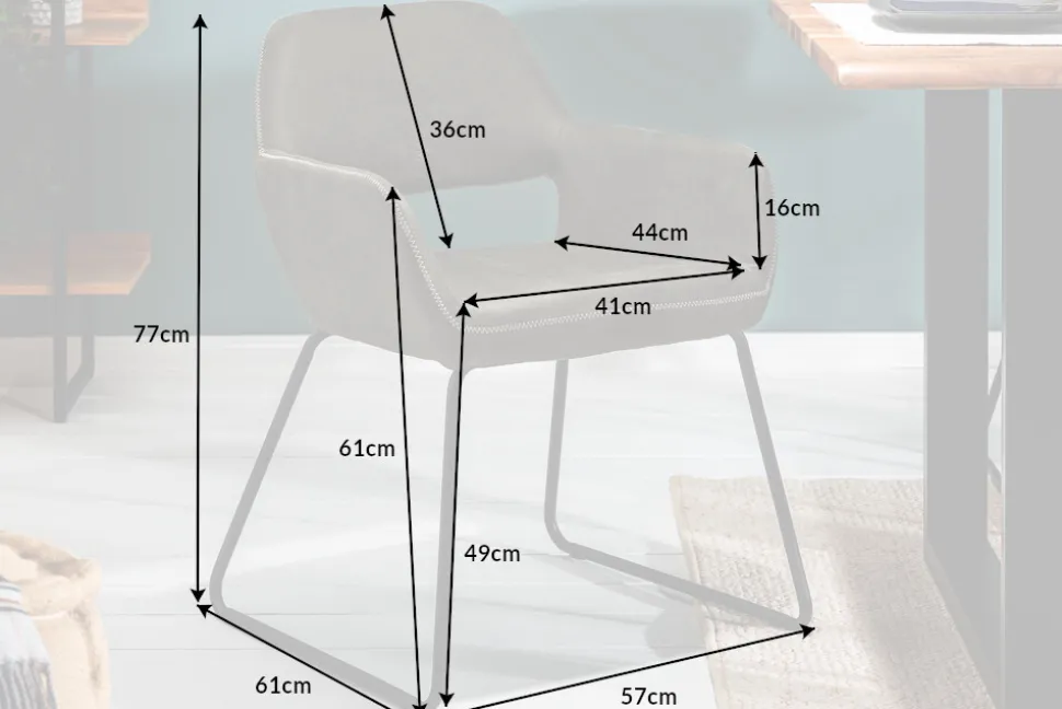Design Stuhl MUSTANG antik taupe Microfaser mit Armlehne