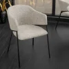 Design Stuhl NOBLESSE beige Chenille schwarzes Metallgestell