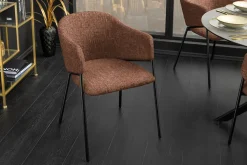 Design Stuhl NOBLESSE braun Chenille schwarzes Metallgestell