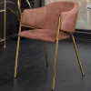 Design Stuhl NOBLESSE rosé Samt golden verchromtes Metallgestell Retro-Look