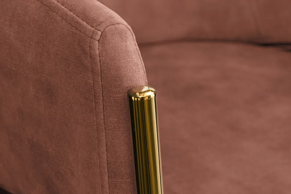 Design Stuhl NOBLESSE rosé Samt golden verchromtes Metallgestell Retro-Look