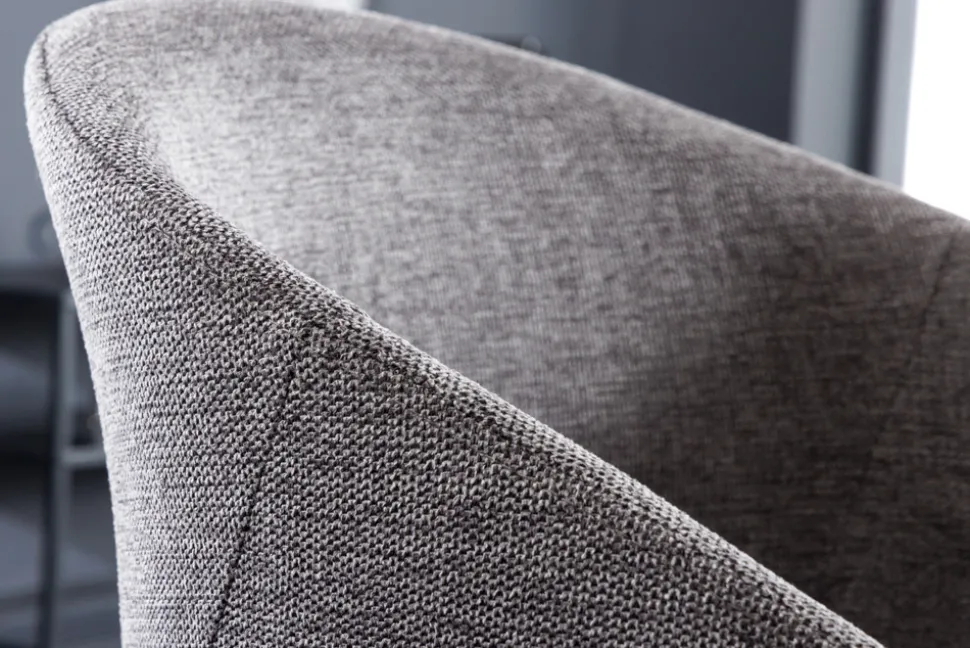 Design Stuhl NORDIC STAR grau Strukturstoff Massivholz mit Armlehne gepolstert