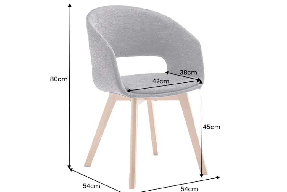 Design Stuhl NORDIC STAR antik grau Microfaser Massivholz schwarz mit Armlehne gepolstert