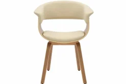 Design Stuhl ORGANIC natur Eiche creme beige Kunstleder mit Armlehnen