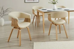 Design Stuhl ORGANIC natur Eiche creme beige Kunstleder mit Armlehnen