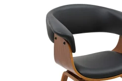 Design Stuhl ORGANIC schwarz Walnuss Kunstleder mit Armlehnen