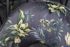 Design Stuhl PRÊT-À-PORTER grau Samt florales Muster und goldene Fußkappen