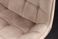 Design Stuhl ROADSTAR champagner greige Samt schwarze Metallbeine