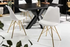 Design Stuhl SCANDINAVIA MEISTERSTÜCK weiß goldene Beine
