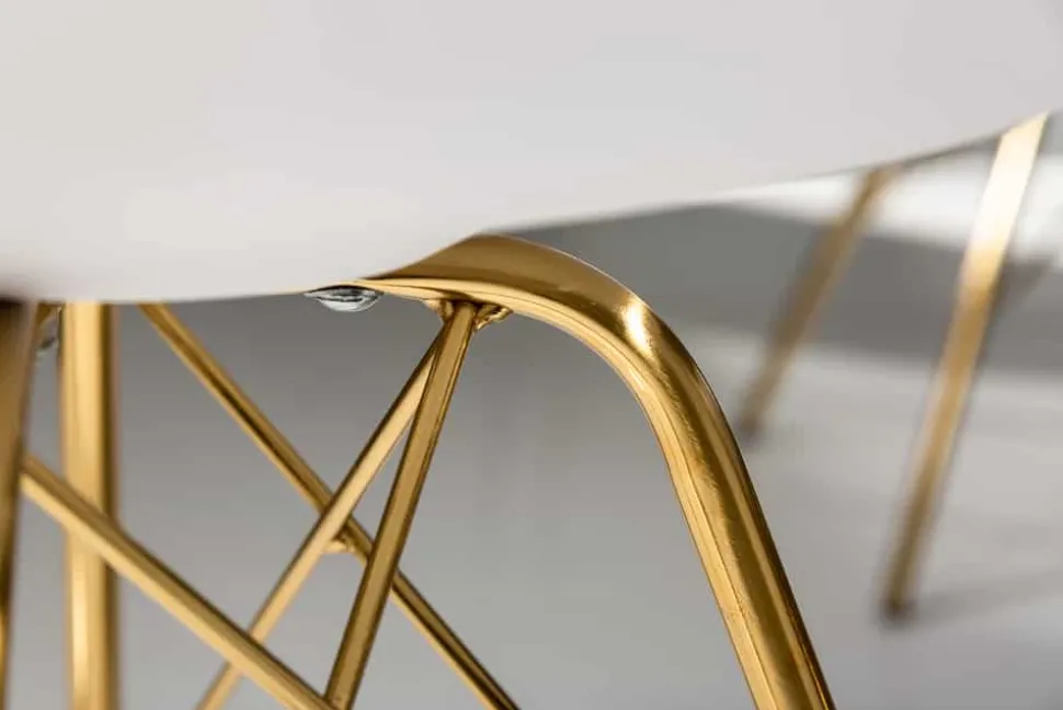 Design Stuhl SCANDINAVIA MEISTERSTÜCK weiß goldene Beine