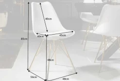 Design Stuhl SCANDINAVIA MEISTERSTÜCK weiß goldene Beine