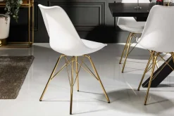 Design Stuhl SCANDINAVIA MEISTERSTÜCK weiß goldene Beine