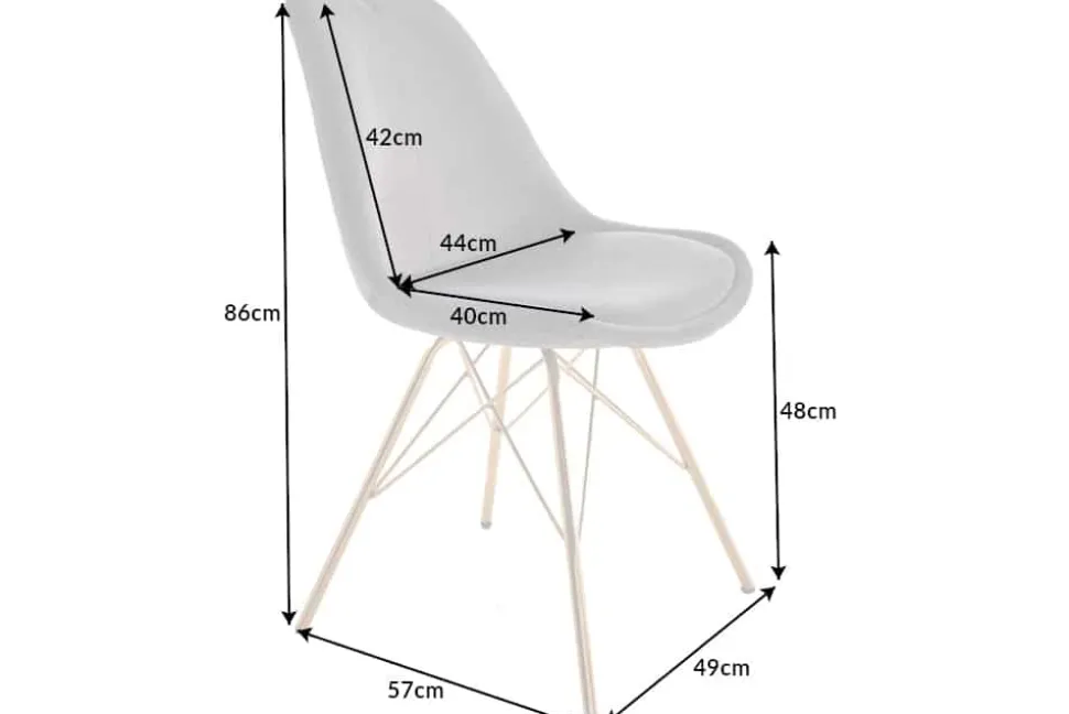 Design Stuhl SCANDINAVIA MEISTERSTÜCK dunkelgrau Samt goldene Beine