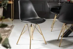 Design Stuhl SCANDINAVIA MEISTERSTÜCK schwarz goldene Beine