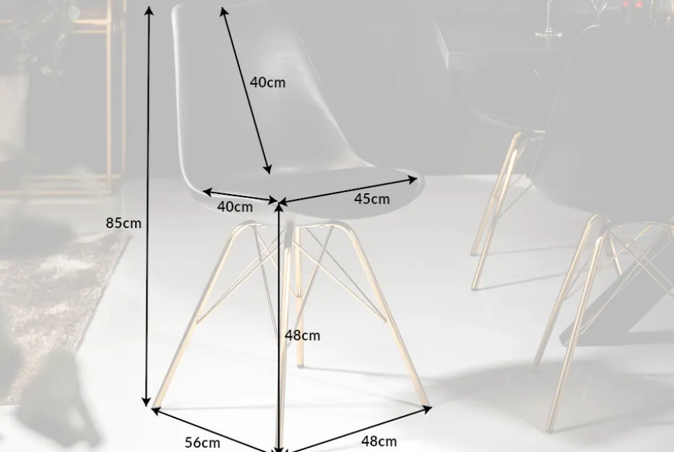 Design Stuhl SCANDINAVIA MEISTERSTÜCK schwarz goldene Beine