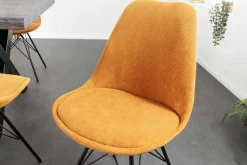 Design Stuhl SCANDINAVIA MEISTERSTÜCK senfgelb Cord schwarze Metallbeine