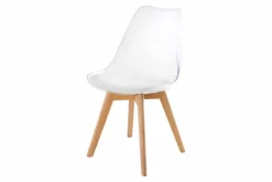 Design Stuhl SCANDINAVIA MEISTERSTÜCK transparent weiß Kunststoff Buchenholz natur