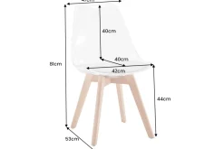 Design Stuhl SCANDINAVIA MEISTERSTÜCK transparent weiß Kunststoff Buchenholz natur
