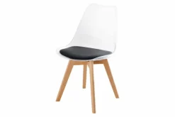Design Stuhl SCANDINAVIA MEISTERSTÜCK transparent schwarz Kunststoff Buchenholz natur
