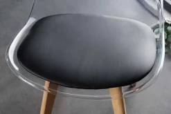 Design Stuhl SCANDINAVIA MEISTERSTÜCK transparent schwarz Kunststoff Buchenholz natur