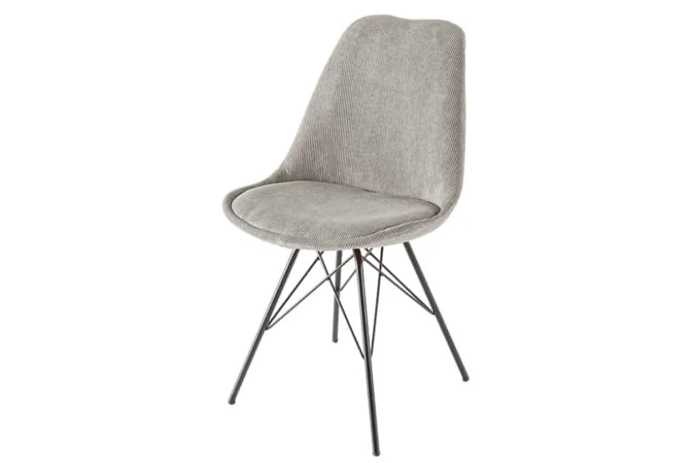 Design Stuhl SCANDINAVIA MEISTERSTÜCK grau Cord schwarz Metall-Gestell