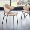 Design Stuhl VOGUE champagner greige Samt schwarze Metallbeine