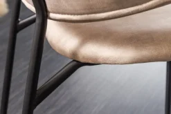 Design Stuhl VOGUE champagner greige Samt schwarze Metallbeine