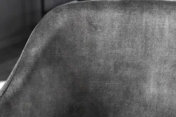 Design Stuhl VOGUE grau Samt schwarze Metallbeine