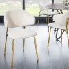 Design Stuhl VOGUE weiß Bouclé goldene Metallbeine