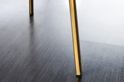 Design Stuhl VOGUE weiß Bouclé goldene Metallbeine