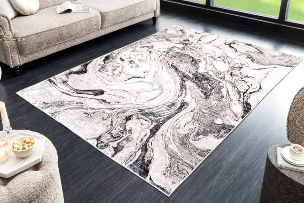 Design Teppich ART RUGS 230x160cm weiß grau Flachgewebe Indoor