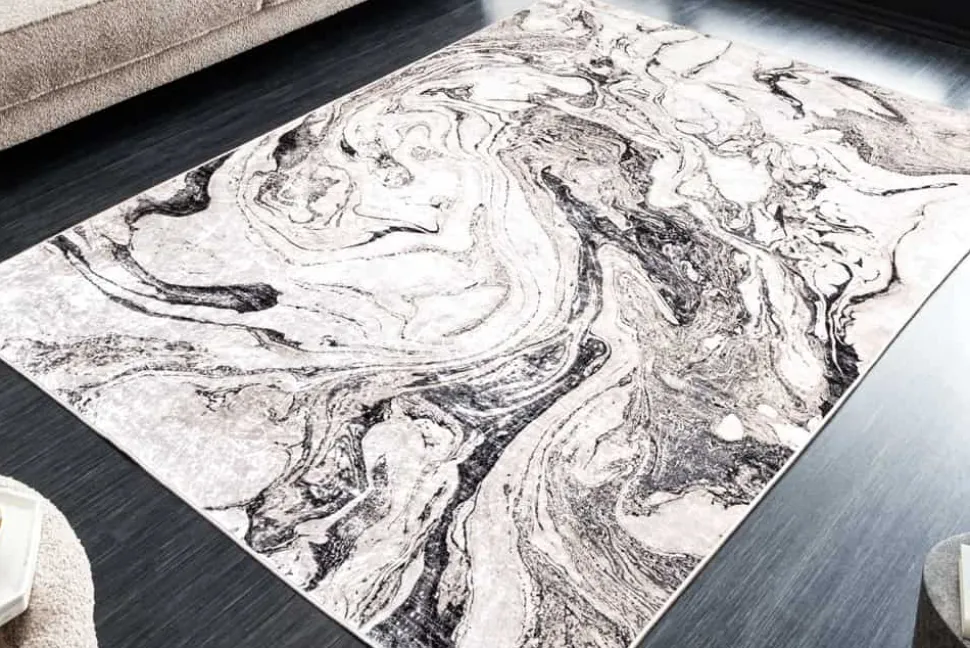 Design Teppich ART RUGS 230x160cm weiß grau Flachgewebe Indoor