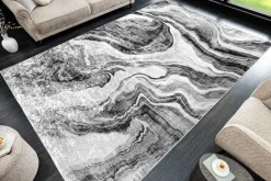 Design Teppich ART RUGS 230x160cm grau weiß Flachgewebe Indoor