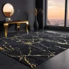 Design Teppich MARBLE 240x160cm schwarz gold Marmor-Optik Flachgewebe