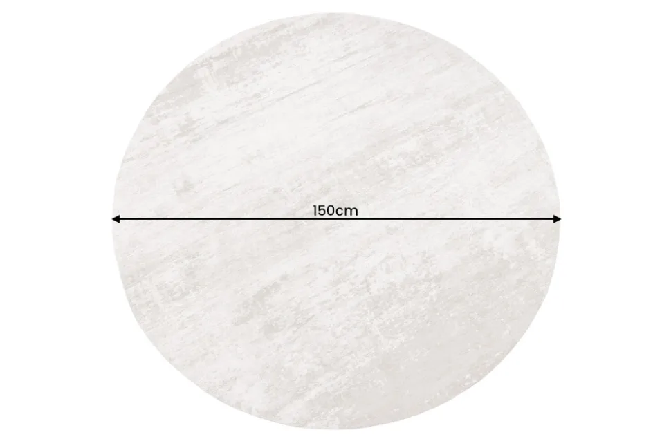 Design Teppich MODERN ART 150cm beige grau Used Look Vintage Baumwolle
