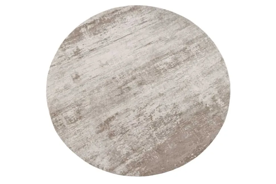 Design Teppich MODERN ART 150cm beige grau Used Look Vintage Baumwolle