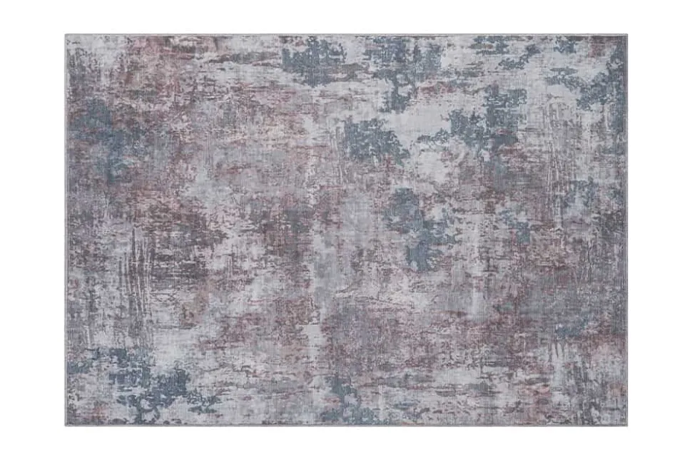 Design Teppich MODERN ART 230x160cm blau terrakotta Used Look Vintage Flachgewebe