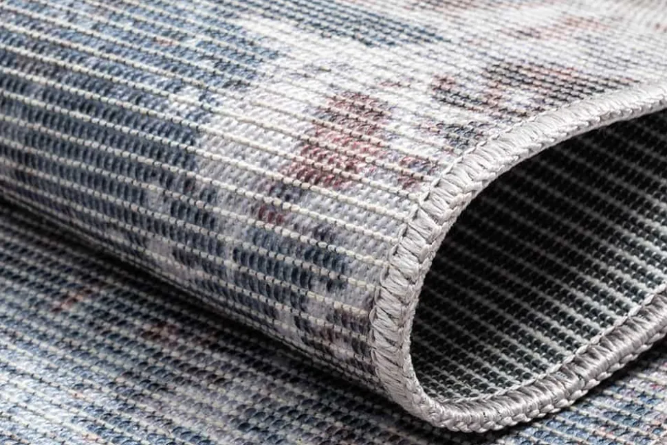 Design Teppich MODERN ART 230x160cm blau terrakotta Used Look Vintage Flachgewebe