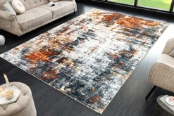 Design Teppich MODERN ART XXL 350x240cm grau kupfer Kurzflor Indoor-Teppich