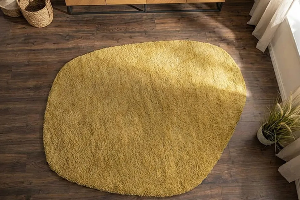 Design Teppich ORGANIC 180x120cm senfgelb Hochflor Indoor-Teppich organische Form