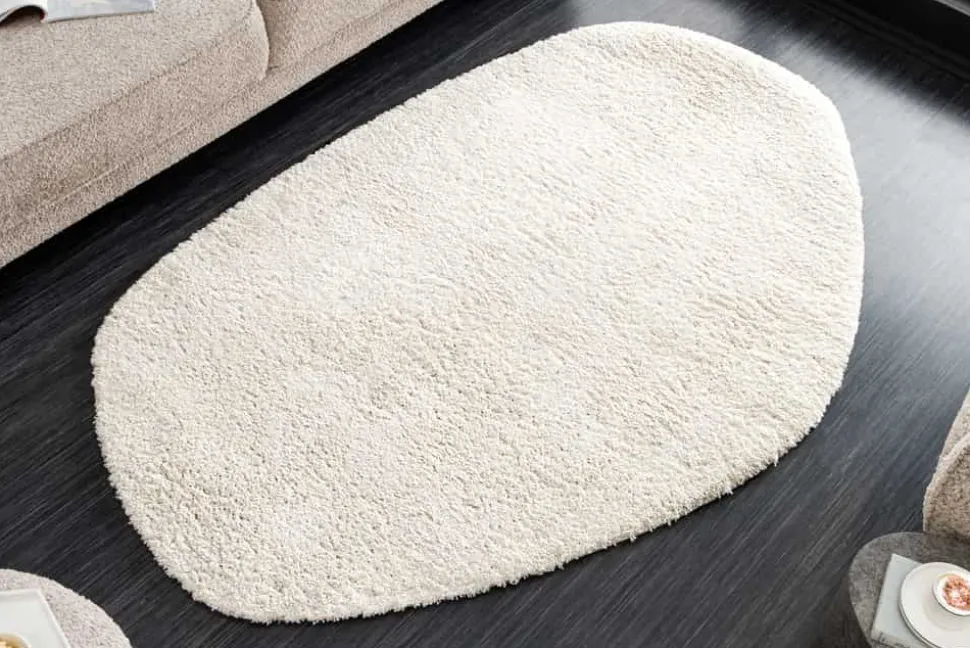 Design Teppich ORGANIC 180x120cm creme Hochflor Indoor-Teppich organische Form