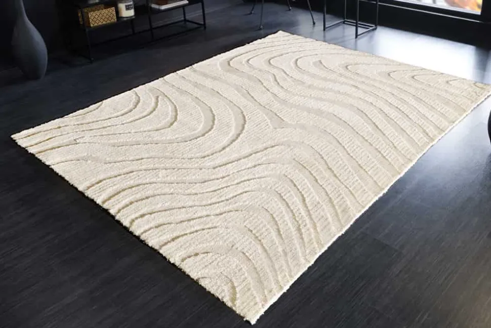 Design Teppich WAVE 240x170cm creme beige 3D-Effekt