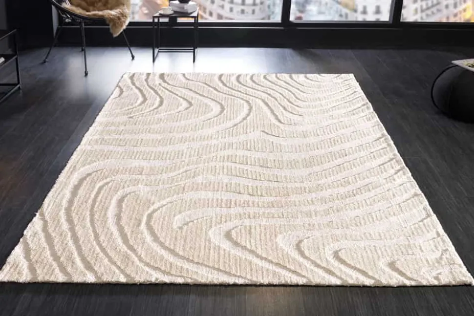 Design Teppich WAVE 240x170cm creme beige 3D-Effekt