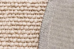 Design Teppich WOOL 150cm beige rund Wolle Handarbeit