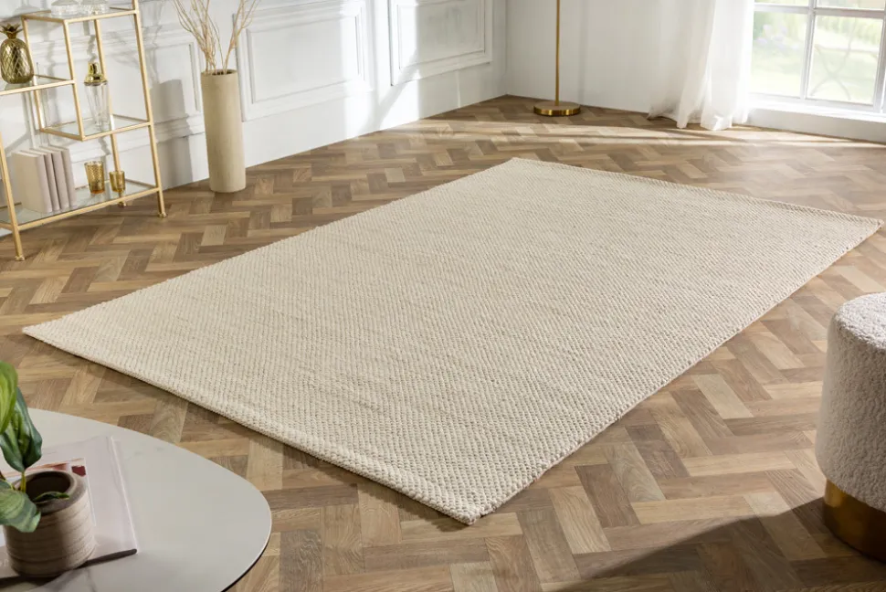 Design Teppich WOOL 240x160cm hellbeige aus Wolle