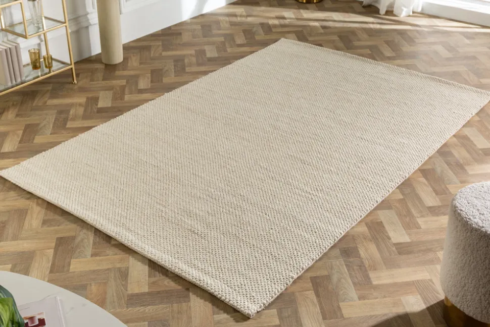 Design Teppich WOOL 240x160cm hellbeige aus Wolle
