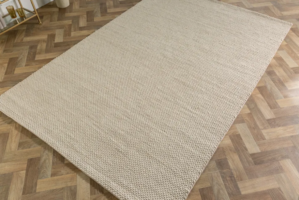 Design Teppich WOOL 240x160cm hellbeige aus Wolle