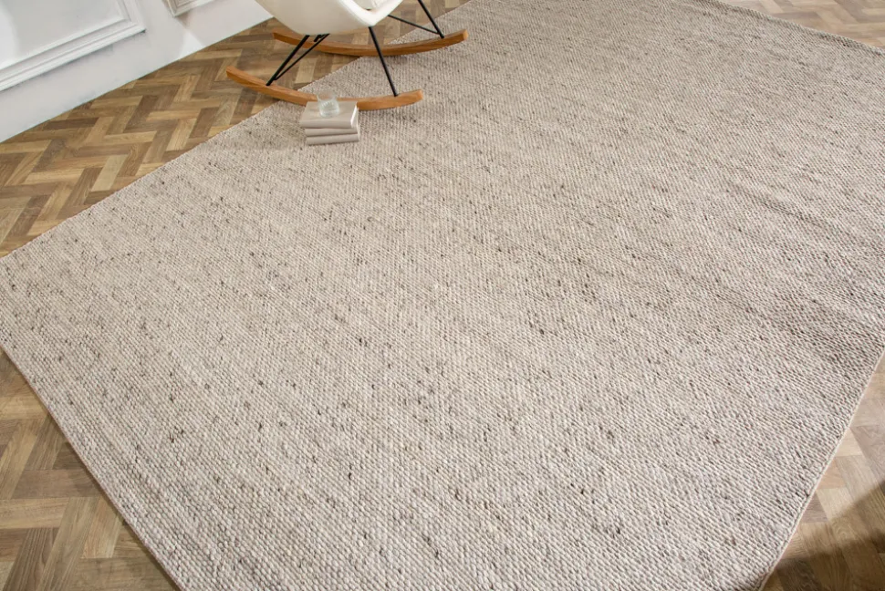 Design Teppich WOOL XXL 350x240cm silbergrau aus Wolle