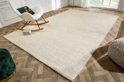 Design Teppich WOOL XXL 350x240cm hellbeige aus Wolle